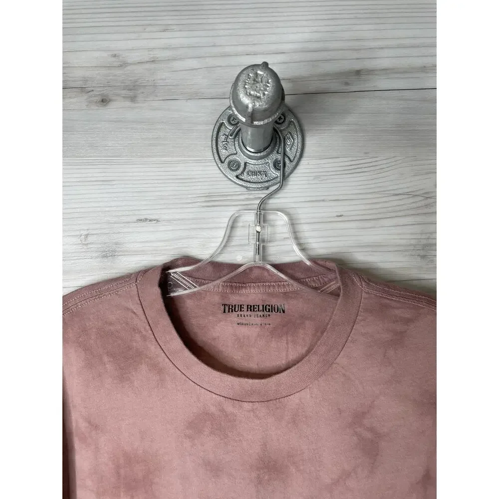 True Religion Shirt Mens Medium Pink Tie Dye TRLGN Halo Crew Neck‎ Tee Graphic